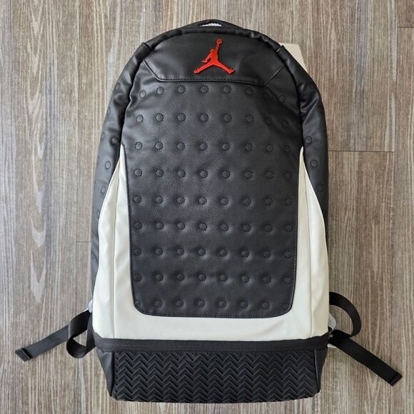 Nike Air Jordan Retro 13 XIII Backpack Bag Playoffs Black White Red Leather New - Picture 13 of 13